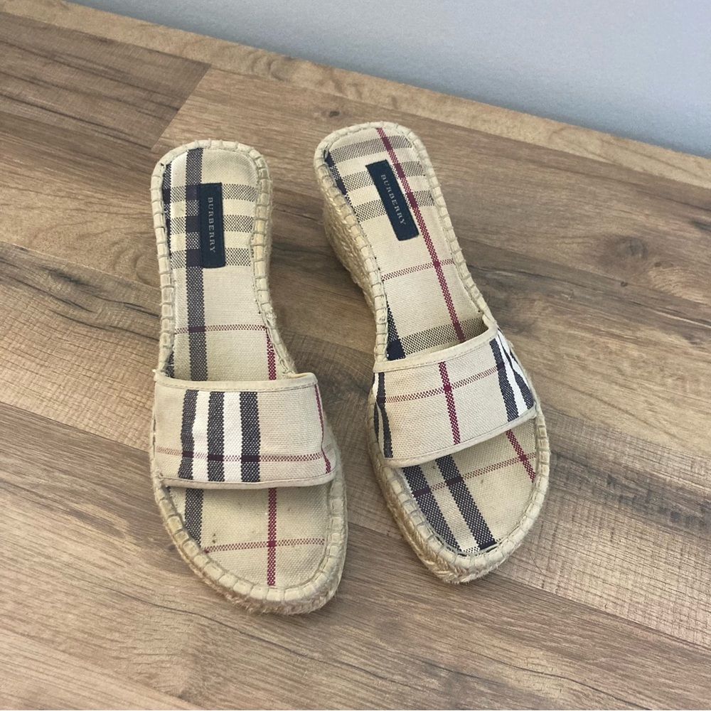 Burberry Espadrille Slip On Wedge Sandal